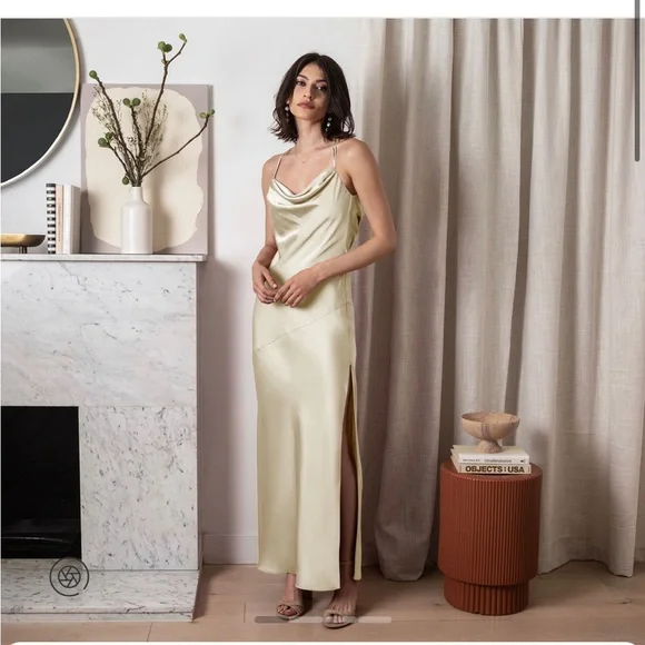 fame and partners satin dress Fame & Partners x David's Bridal